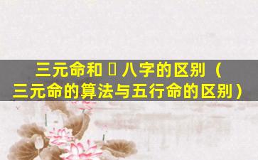 三元命和 ☘ 八字的区别（三元命的算法与五行命的区别）